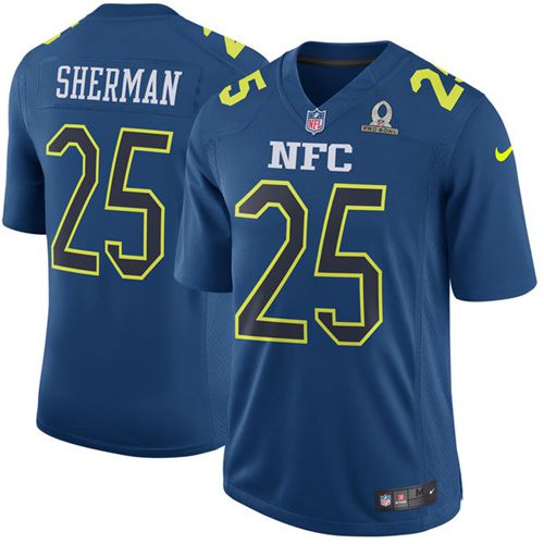 Nike Seahawks #25 Richard Sherman Navy Men's Stitched NFL Game NFC Pro Bowl Jersey - Click Image to Close